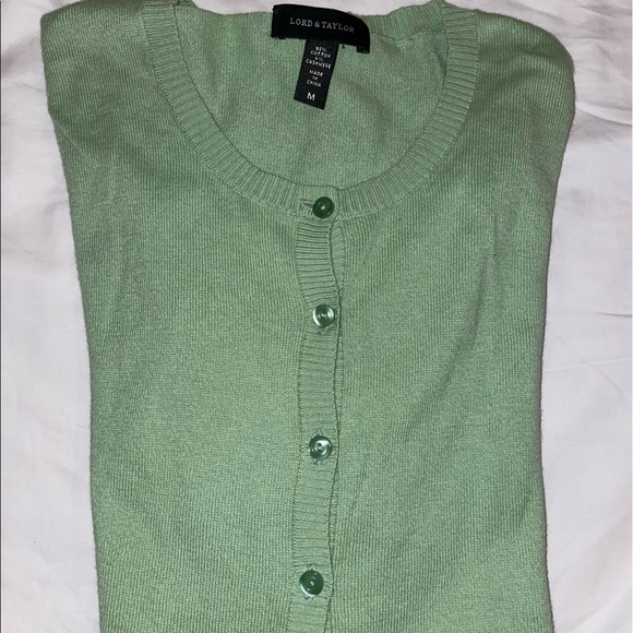 Lime green cotton cashmere cardigan size Medium - Picture 1 of 2